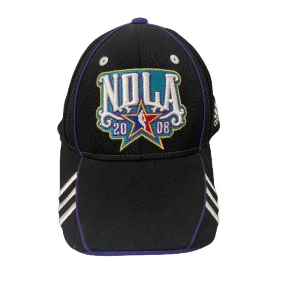 NBA New Orleans NOLA Hat Fitted Adidas Black Purple All Star Basketball